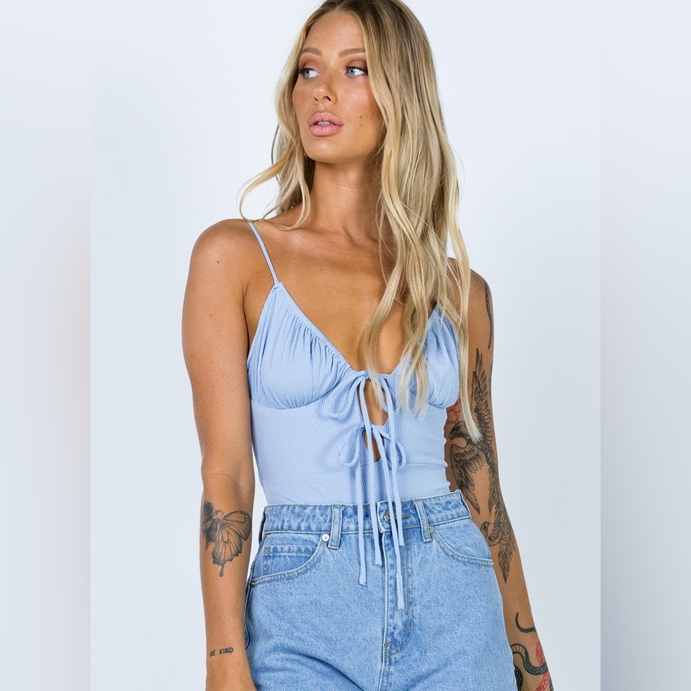 Princess Polly Bow Bodysuit in Blue Size 2 New with tag